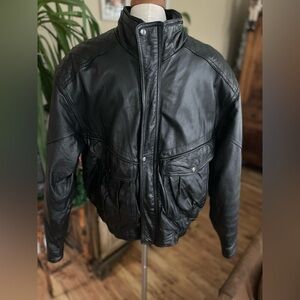 City streets leather Jacket men’s Medium black